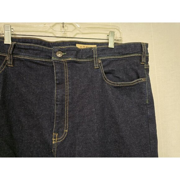 Orvis Five Pocket Jeans Mens 44x32 Straight Dark Blue Denim - Picture 4 of 7